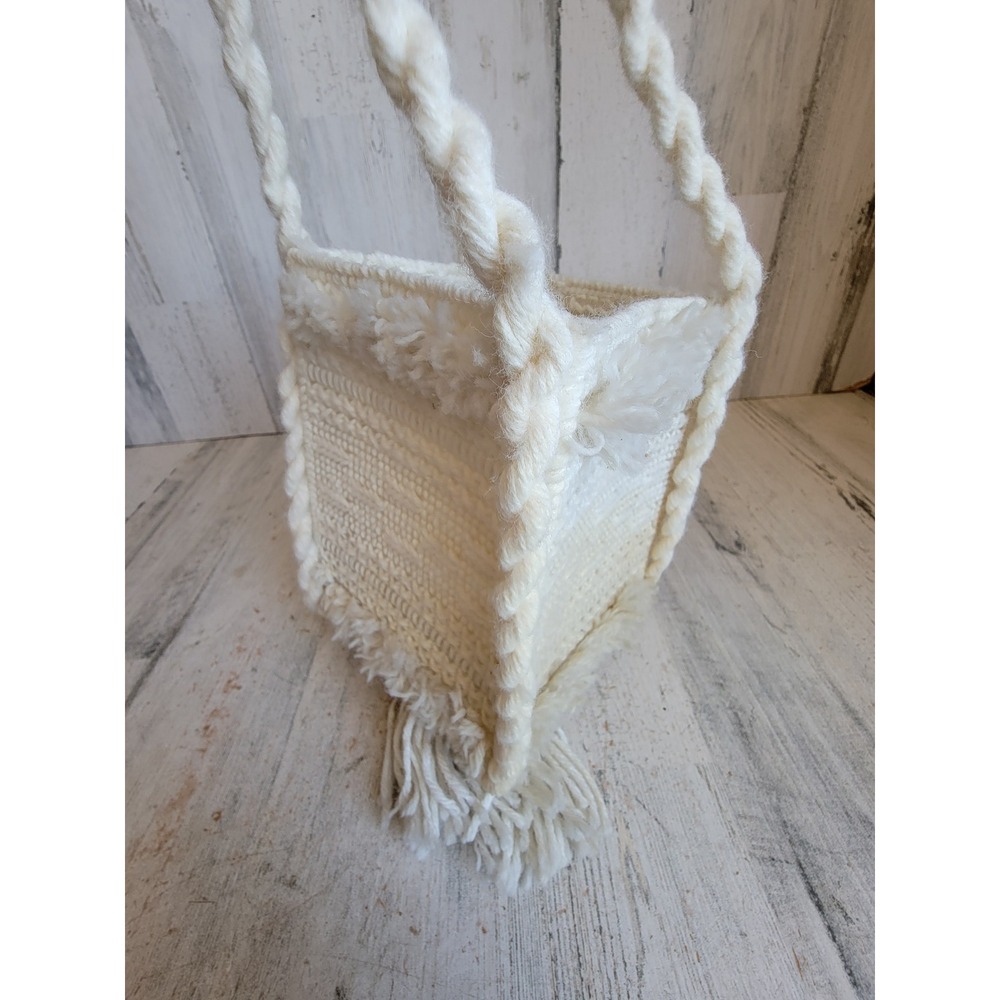 Plush crochet white hanging basket tassel unique home decor figure